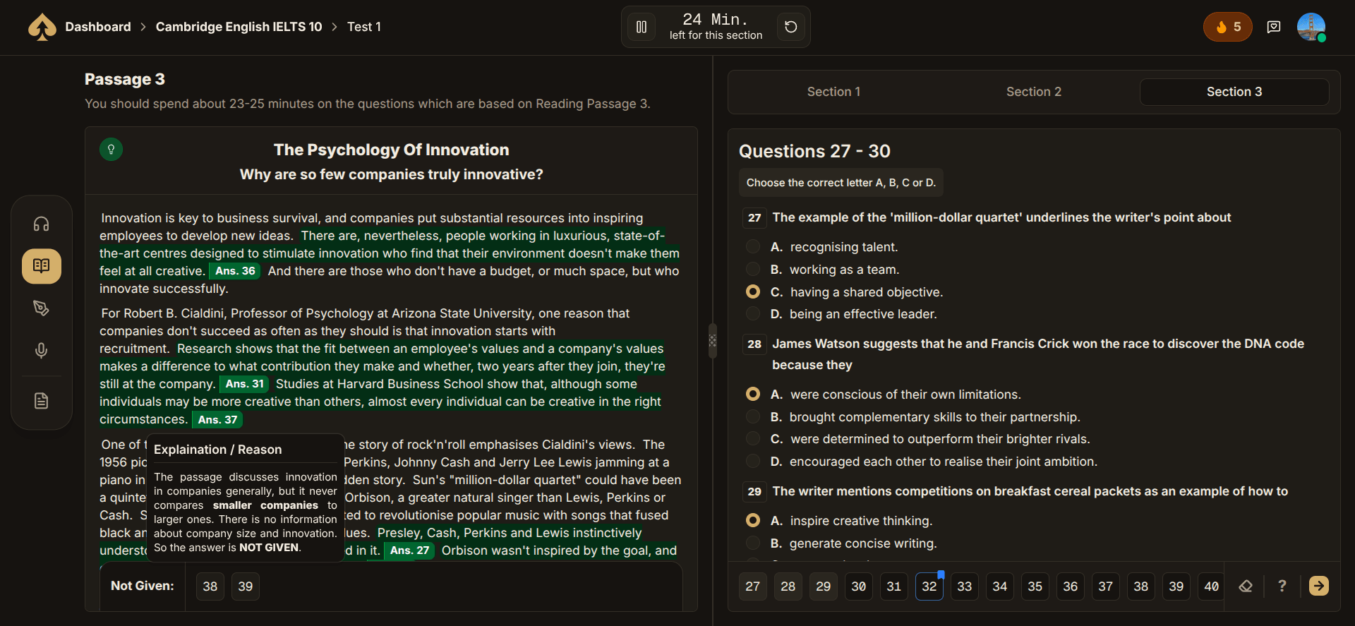 Real Cambridge passages, real exam format.